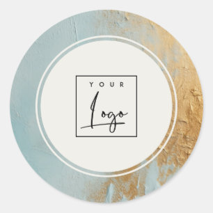 Classys Artistic Blue Gold Oil Paint Logo Business Runder Aufkleber
