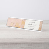 Classys Artistic Bush Pink Gold Oil Paint Business Schreibtischnamensplakette (Vorderseite )