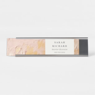 Classys Artistic Bush Pink Gold Oil Paint Business Schreibtischnamensplakette