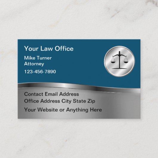 Classys Attorney Silver Tone Business Card Visitenkarte (Vorderseite)