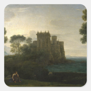 Claude Lorrain Die verzauberte Burg Quadratischer Aufkleber
