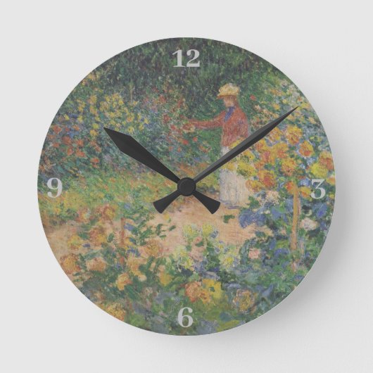 Claude Monet 1895 Vintag im Garten Runde Wanduhr (Vorderseite)