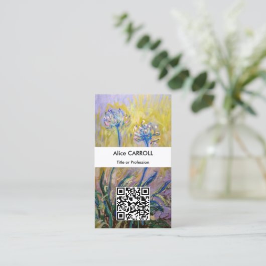 Claude Monet - Agapanthus - QR-Code Visitenkarte (Stehend Vorderseite)