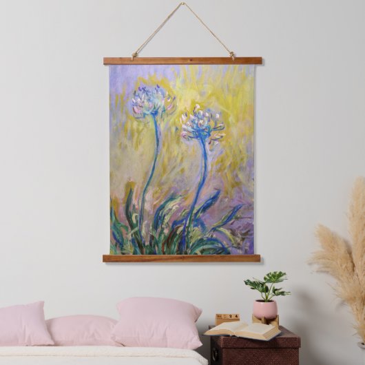 Claude Monet - Agapanthus Wandteppich Mit Holzrahmen (Schlafzimmer)