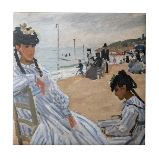 Claude Monet - Am Strand von Trouville Fliese (Vorderseite)