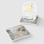 Claude Monet - Am Strand von Trouville Steinuntersetzer (Seitenansicht)