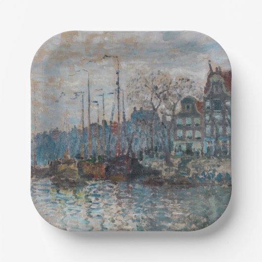 Claude Monet - Ansicht von Amsterdam Pappteller (Vorderseite)