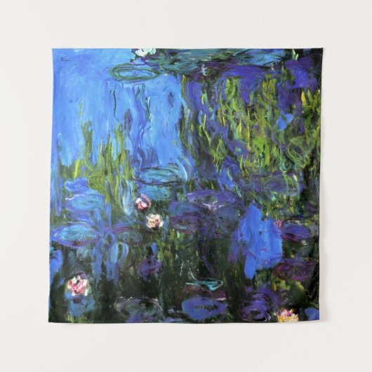 Claude Monet art: Water-Lilies, blauer Indigo Wandteppich (Vorderseite (Horizontal))