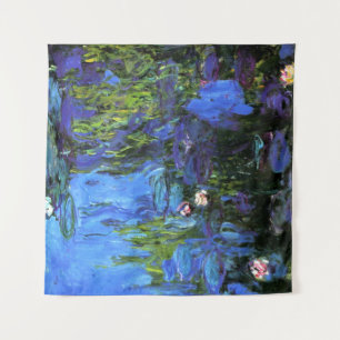 Claude Monet art: Water-Lilies, blauer Indigo Wandteppich