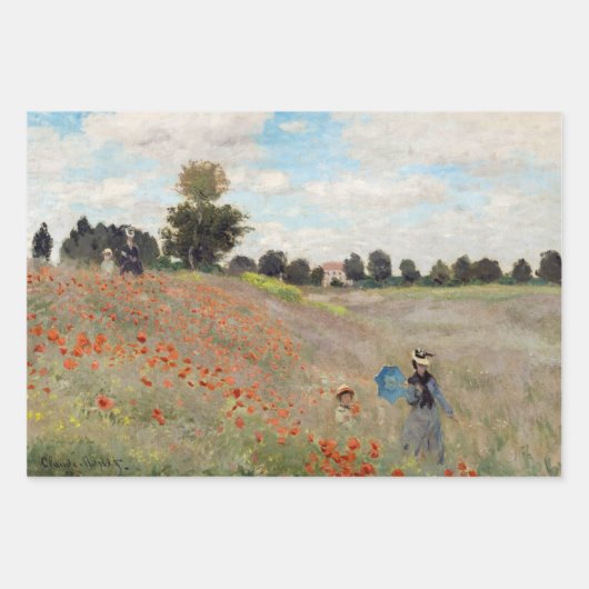 Claude Monet - Auswahl von Mohnfeldern Geschenkpapier Set (Vorderseite)