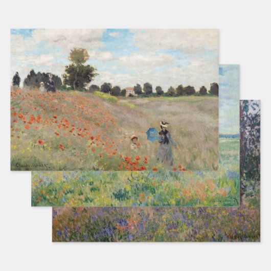 Claude Monet - Auswahl von Mohnfeldern Geschenkpapier Set (Set)