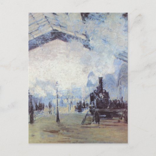Claude Monet Bahnhof Beliebte Vintage Kunst Postkarte (Vorderseite)