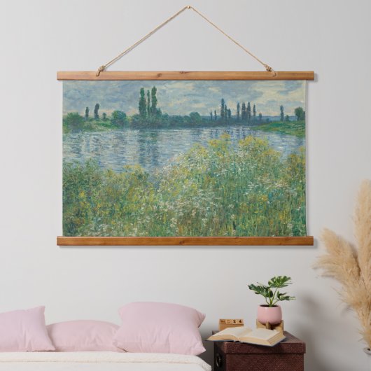 Claude Monet Banks of the Seine French Old Art Wandteppich Mit Holzrahmen (Schlafzimmer)
