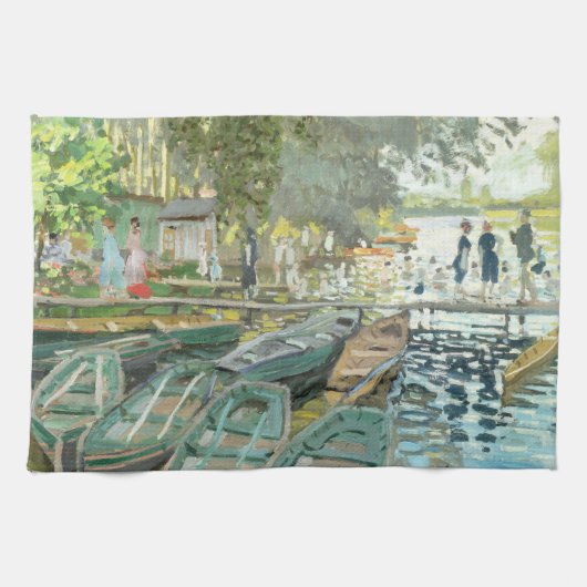 Claude Monet. Bathers in La Grenouillère Geschirrtuch (Horizontal)