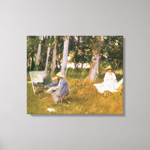 Claude Monet beim Malen, Waldrand von Sargent Leinwanddruck