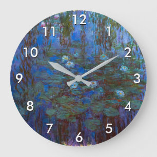 Claude Monet - Blaue Seerosen Große Wanduhr