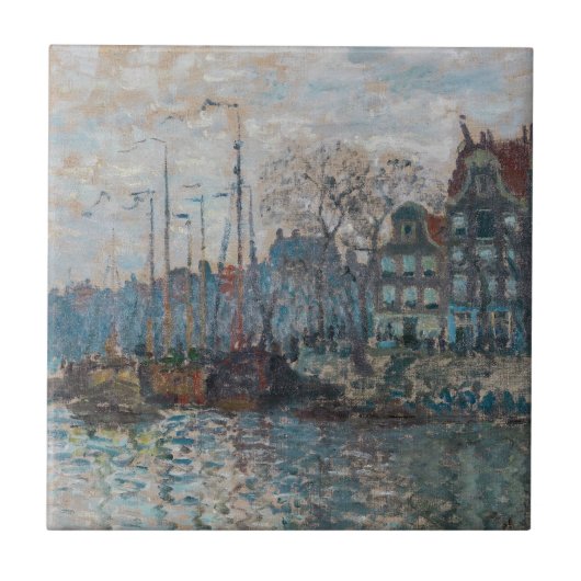 Claude Monet - Blick auf Amsterdam Fliese (Vorderseite)