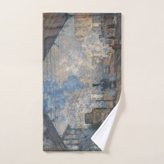 Claude Monet - Blick auf den Bahnhof Saint-Lazare Badhandtuch Set (Handtuch)