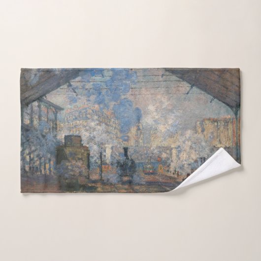 Claude Monet - Blick auf den Bahnhof Saint-Lazare Badhandtuch Set (Handtuch)