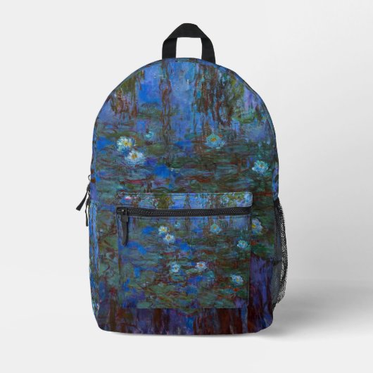 Claude Monet - Blue Water Lilies Bedruckter Rucksack (Vorderseite)
