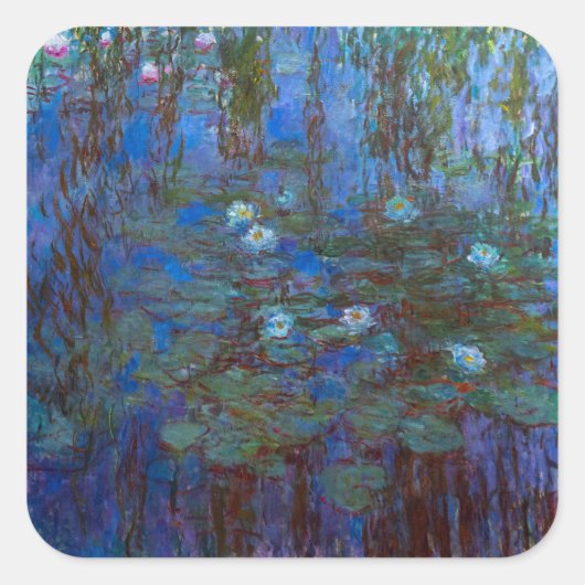 Claude Monet - Blue Water Lilies Quadratischer Aufkleber (Vorderseite)
