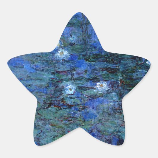 Claude Monet Blue Water Lilies Stern-Aufkleber (Vorderseite)