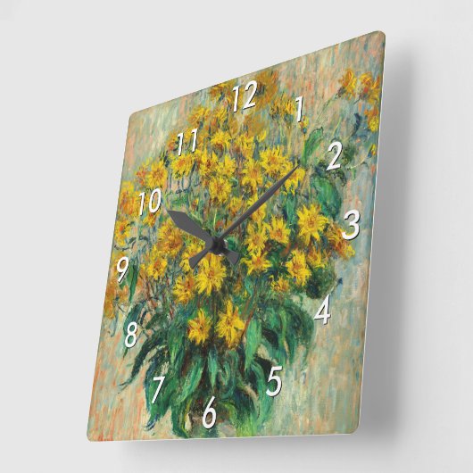 Claude Monet - Blume zu Jerusalem Artichoke Quadratische Wanduhr (Winkel)