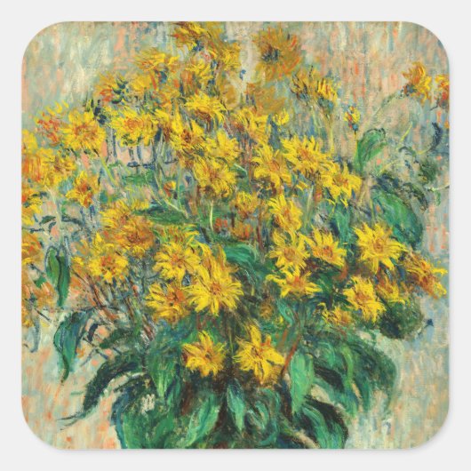 Claude Monet - Blume zu Jerusalem Artichoke Quadratischer Aufkleber (Vorderseite)