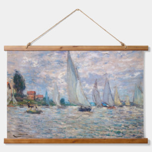 Claude Monet - Boats Regatta bei Argenteuil Wandteppich Mit Holzrahmen