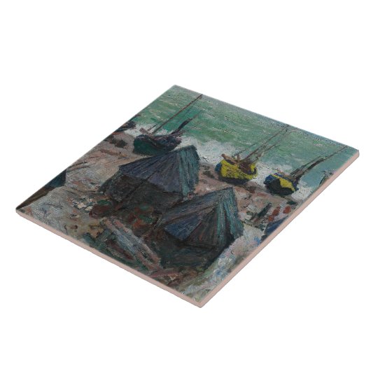 Claude Monet - Boote am Strand bei Etretat Fliese (Seite)
