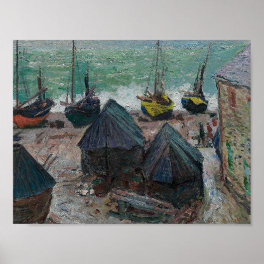 Claude Monet - Boote am Strand bei Etretat Poster (Vorne)