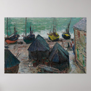 Claude Monet - Boote am Strand bei Etretat Poster