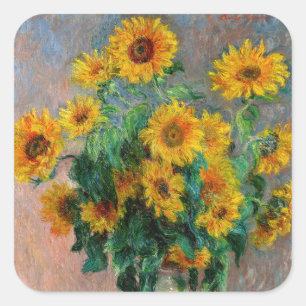 Claude Monet - Bouquet der Sonnenblumen Quadratischer Aufkleber