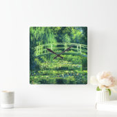 Claude Monet: Brücke über einem Teich der Quadratische Wanduhr (Zuhause)