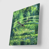 Claude Monet: Brücke über einem Teich der Quadratische Wanduhr (Winkel)