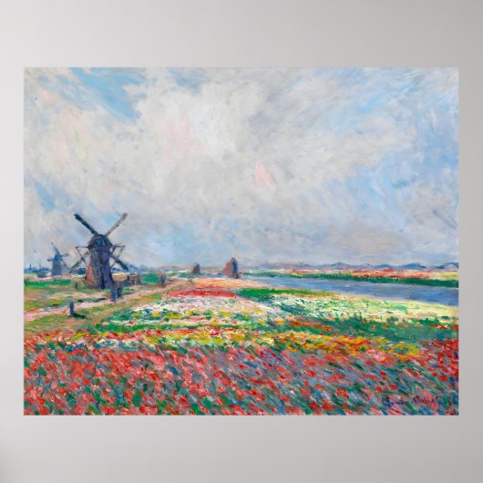Claude Monet, Bulbfield und Windmill in der Nähe v Poster (Vorne)