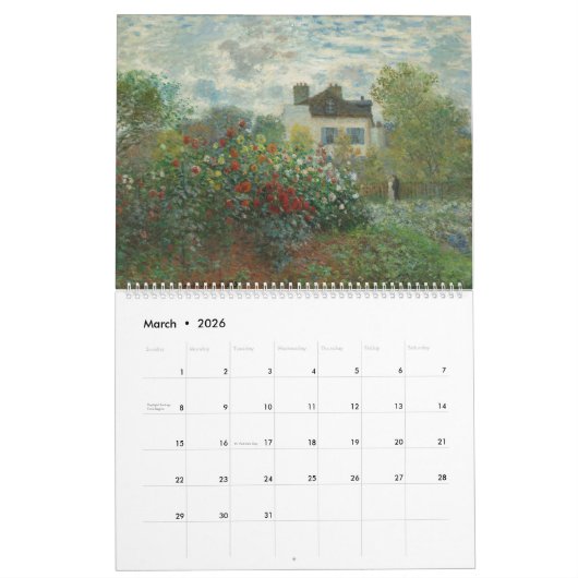 Claude Monet Calendar Kalender (Mär 2026)