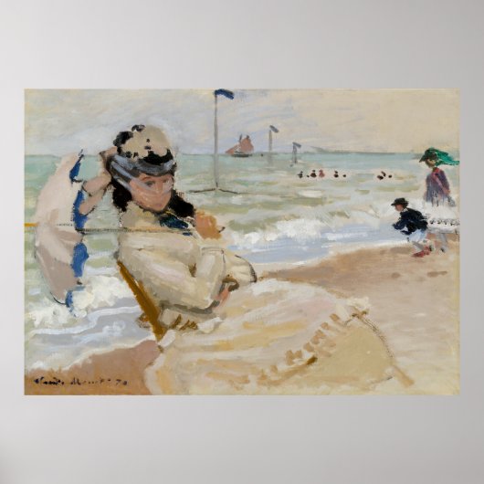 Claude Monet - Camille am Strand von Trouville Poster (Vorne)