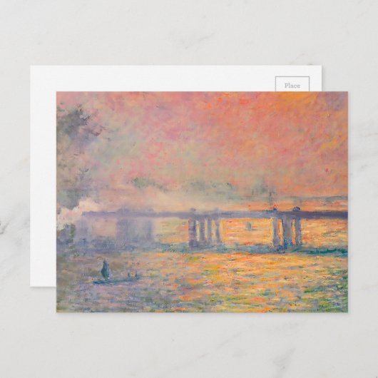 Claude Monet Charing Cross Bridge Postkarte (Vorne/Hinten)