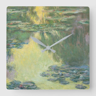 Claude Monet Classic Malerei, Wasserlilien (1907) Quadratische Wanduhr