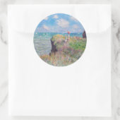 Claude Monet - Cliff Walk in Pourville Runder Aufkleber (Tasche)