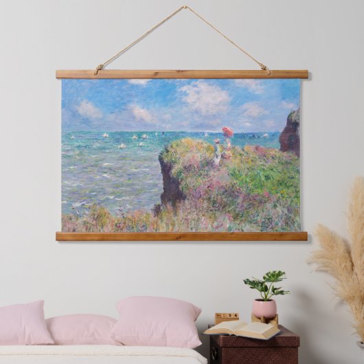 Claude Monet - Cliff Walk in Pourville Wandteppich Mit Holzrahmen (Schlafzimmer)