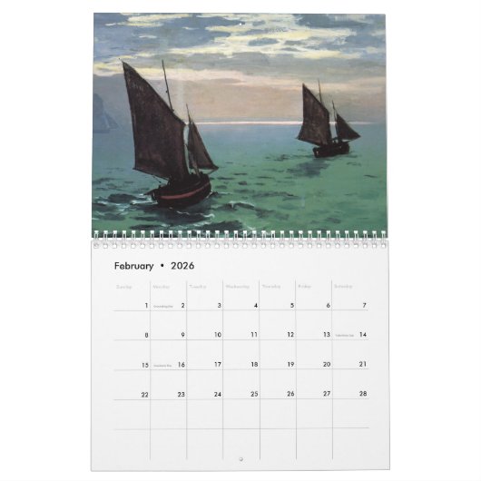 Claude Monet Custom Year Calendar Kalender (Feb 2026)