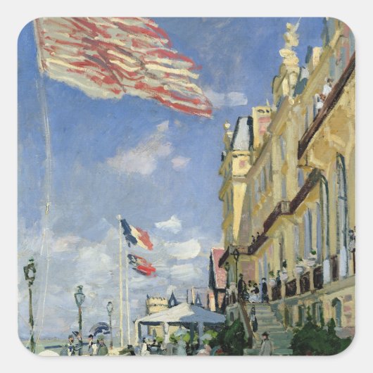 Claude Monet | Das Hotel des Roches Noires Quadratischer Aufkleber (Vorderseite)