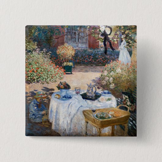 Claude Monet - Das Mittagessen, dekorative Tafel Button (Vorderseite)