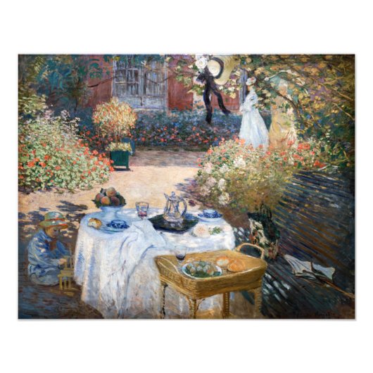 Claude Monet - Das Mittagessen, dekorative Tafel Fotodruck (Vorne)