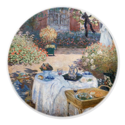 Claude Monet - Das Mittagessen, dekorative Tafel Keramikknauf (Vorderseite)