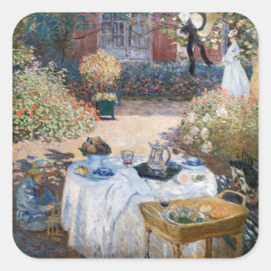 Claude Monet - Das Mittagessen, dekoratives Paneel Quadratischer Aufkleber