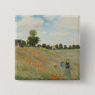 Claude Monet Das Mohnfeld bei Argenteuil Kunst Button