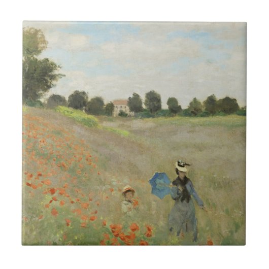 Claude Monet Das Mohnfeld bei Argenteuil Kunst Fliese (Vorderseite)